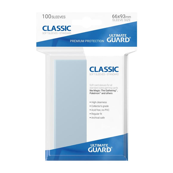 Ultimate Guard 100 pochettes Classic Soft Sleeves - Standard - Transparent